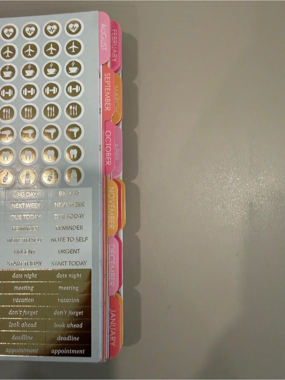17 month, Aug 2026 - Dec 2027 Pink Western Weekly Planner with gold stickers